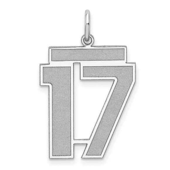 Sterling Silver, Jersey Collection, Large Number 17 Pendant - Picture 1 of 5